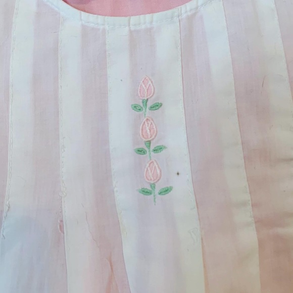 Vintage 70s 2Pc Pink White Apron Prairie Dress Size 3T - Picture 7 of 10